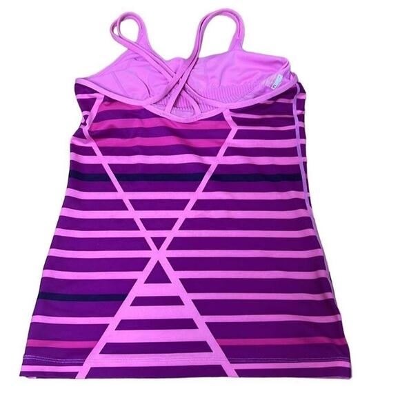 NIKE DRI FIT CRISSCROSS STRIPED PINK TANK‎ TOP BUILT IN BRA SIZE M - Picture 3 of 5